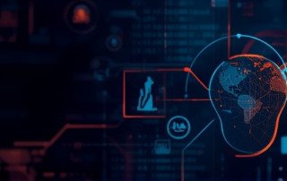 Digital interface showing login attempts and cybersecurity alerts on multiple screens