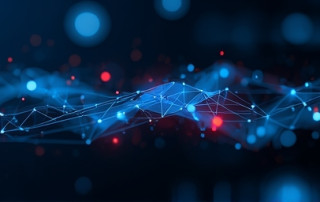 A person scans a QR code displayed on a flyer with their phone in a modern office environment